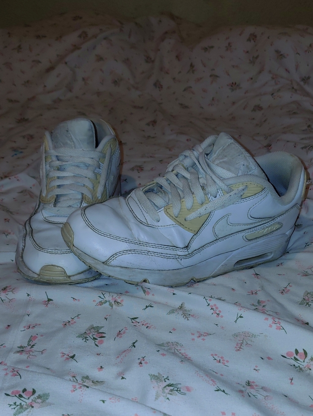 Nike Women's White Sneakers with Light Tan Accents